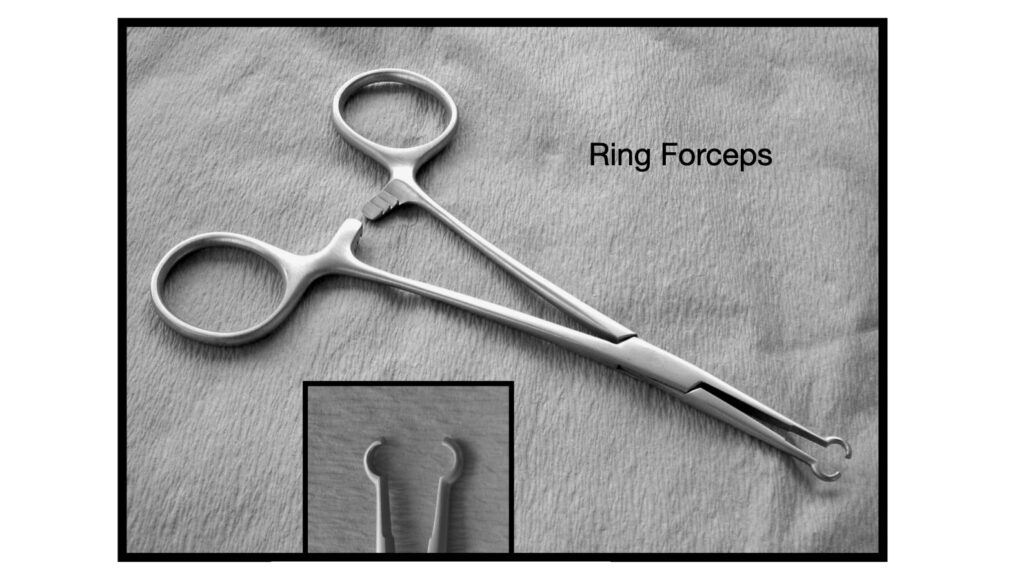 Ring forceps with label - photo by John Curington MD